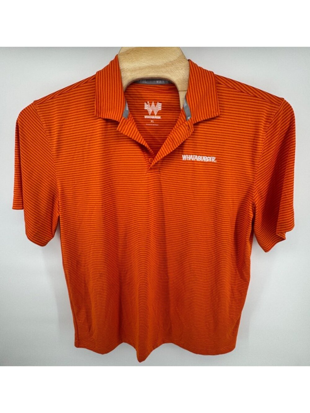 Whataburger Orange Striped Polo Shirt Men’s XL Logo Uniform Golf Fanwear Texas